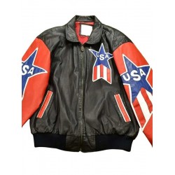 1980 Michael Hoban Wheremi American Flag Leather Jacket