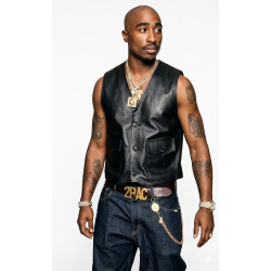 2Pac Black Leather Vest