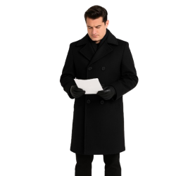 A Newport Christmas Wes Brown Black Wool Coat A Newport Christmas Wes Brown Black Wool Coat