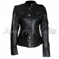 Anne Hathaway Black Leather Jacket get Smart Jacket