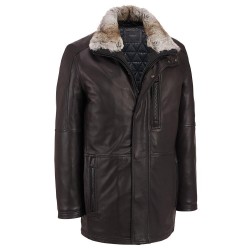Brown Car Coat Leather Fur Jacket