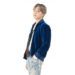 BTS Jimin Blue Velvet Bomber Jacket