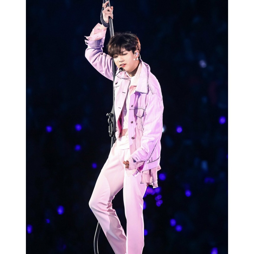 Celebrity Jacket Collection : BTS Jungkook Pink Denim Jacket