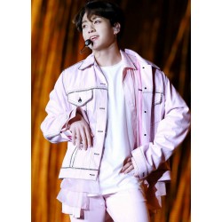 BTS Jungkook Pink Denim Jacket
