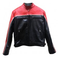 Red And Black Biker Leather Jacket For Men