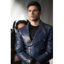 Cameron Cuffe Krypton Save Superman Navy Blue Leather Jacket