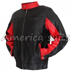 Batman Motorbike Black Red leather Jacket 