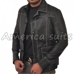 Brad Pitt Fight Club Tyler Black Leather jacket