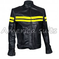 Mens Fight Club Mayhem Style Black Leather Motorcycle Jacket