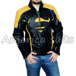 New Superman Cool Colors Black And Yellow‏ Leather Jackets