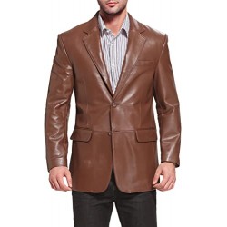 Brown lamskin Leather Blazer