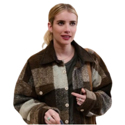 Emma Roberts Holidate Sloane Brown Plaid Jacket