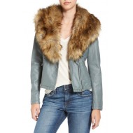 Women Leather Jacket With Fur Collar