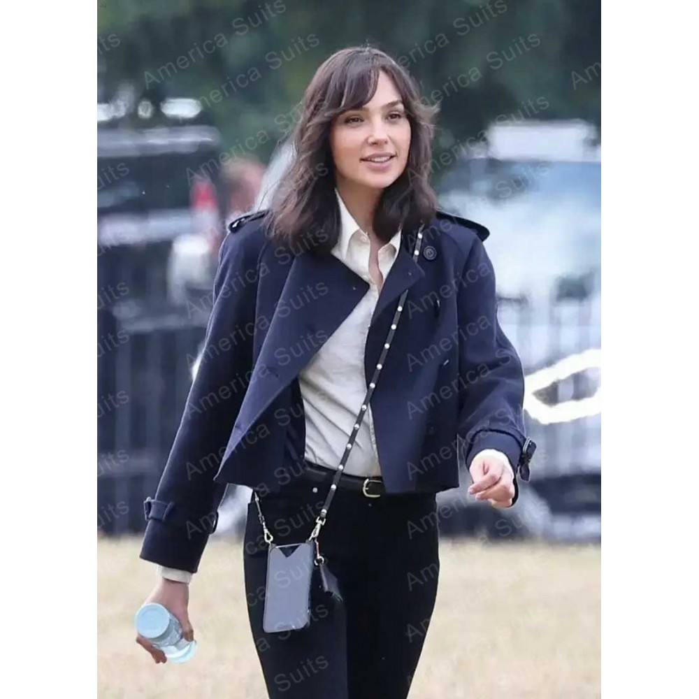 Gal Gadot Heart of Stone 2023 Cropped Blue Jacket
