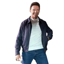 Hugh Jackman Blue Cotton Jacket