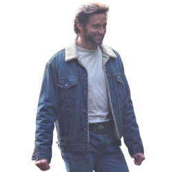 Hugh Jackman Blue Shearling Jacket
