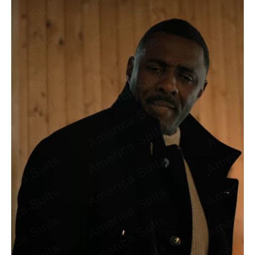 Extraction 2 Idris Elba Black Wool Coat - SEACAID OFFICIAL