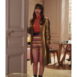 Lily Collins Emily in Paris S03 Golden Coat