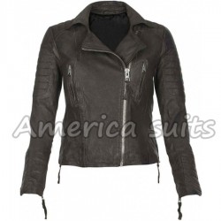 Los Angeles Sandra Bullock Womens Leather Biker Jacket