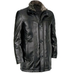 MEN,S LAMB CAR COAT REMOVABLE FAUX FUR COLLAR