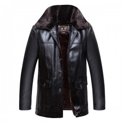 Mens Velvet Plus Warm stylish Leather Jacket