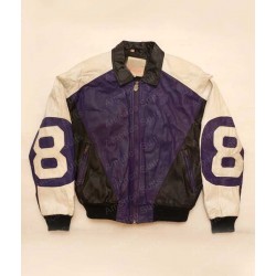 Michael Hoban Purple and Black Leather 8 ball Jacket