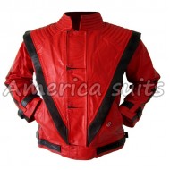 Michael Jackson Thriller Red with black stripes Costume Jacket 
