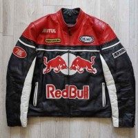 RED BULL Racing Leather Jacket  Unisex Cafe Racer RED BULL Jacket