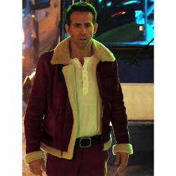 Spirited Ryan Reynolds Shearling Leather Jacket
