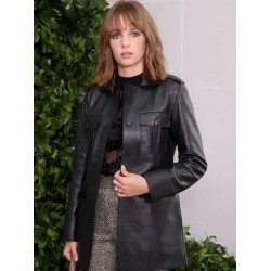 Stranger Things Robin Buckley Leather Black Coat
