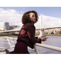 Trinkets Quintessa Swindell Maroon Cotton Jacket