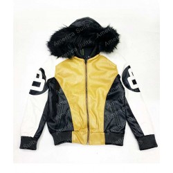 Wheat And White 8 Ball Hooded Jacket