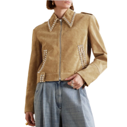Women Studded Suede Leather Jacket