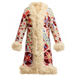 Women's Shearling Hannah Floral Embroidered Coat
