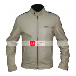 Aaron Paul Need For Speed White Leather Jacket