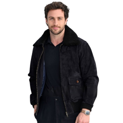 Aaron Taylor Kraven The Hunter Black Suede Jacket