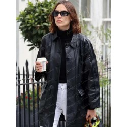 Alexa Chung Street Style Black Leather Jacket