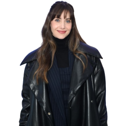 Alison Brie Together 2025 Black Leather Coat