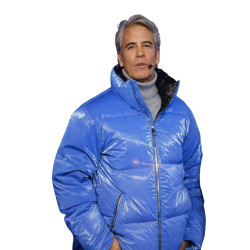 Andy Cohen New Years Eve Blue Puffer Jacket
