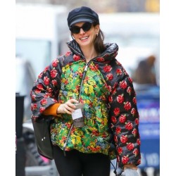 Anne Hathaway Floral Puffer Jacket