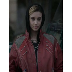 Awareness 2023 María Pedraza Maroon Leather Jacket