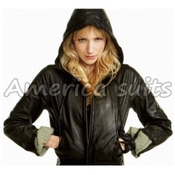 Beth Riesgraf Leverage parker Black Leather Jacket