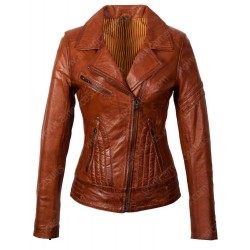 Quilted Biker Leather Jacket For Women