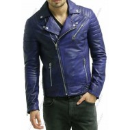 Biker Men Padded Blue Jacket