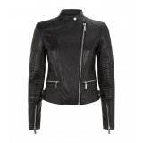 Cropped Black Leather Jacket For Women | americasuits.com