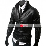 Black Genuine leather Moto Jacket For Men