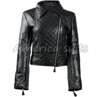 Black Quilted Leather jacket For Women On Sale