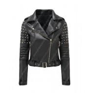 Black Studded Motorcycle Leather Jacket