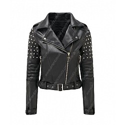 Black Studded Motorcycle Leather Jacket