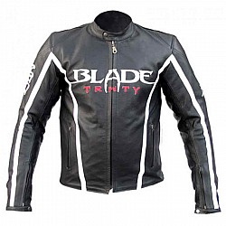 Men Motorcycle Biker Armor Leather Jacket Reflective Striping Black MBJ011 